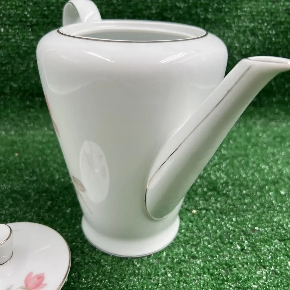 Rosenthal White Ceramic Pink‎ Floral Coffee Pitcher #348818
